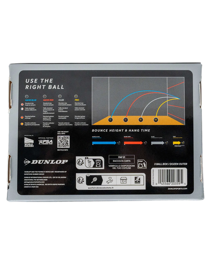 Dunlop Club Squash Ball box of 12 packaging