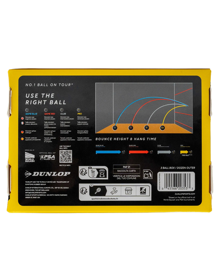 Dunlop Pro Squash Ball box of 12 packaging