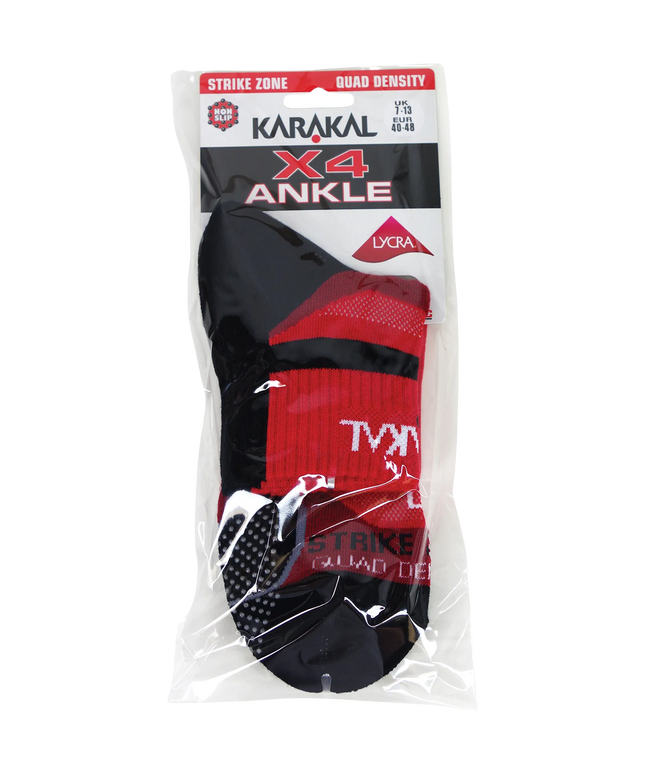 Karakal X4+ Men's Technical Quarter Socks black red packaging